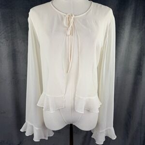 Vintage Y2K Victorias Secret Silk Sheer Blouse Fairycore Whimsigoth Boho Top M